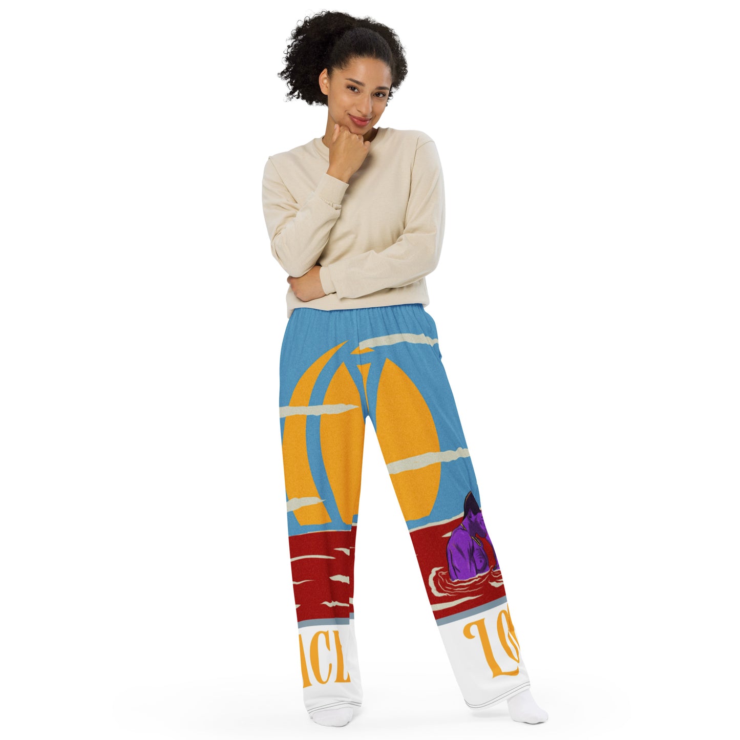 All-over print unisex wide-leg pants