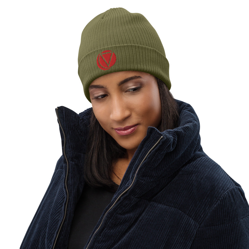 AOM logo Organic ribbed beanie